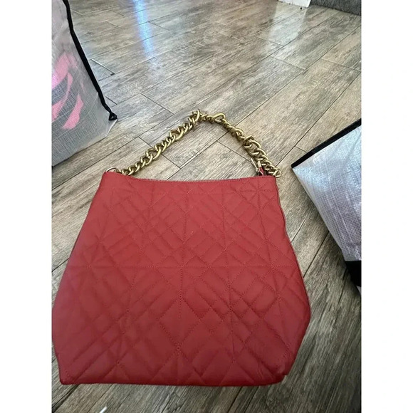 Monica Bini made in Italy Leather quilted Gold Chain Strap Shoulder Bag - Picture 3 of 8